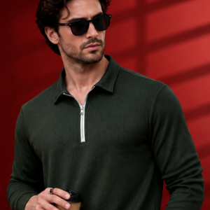 Mack Jonney Men’s Premium Ribbed Half-Zip Polo